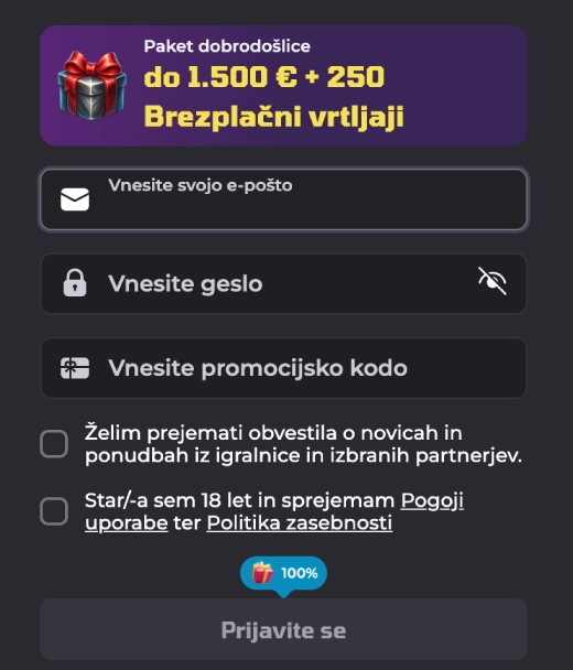 Ustvarite svoj račun v igralnici LuckyCapone